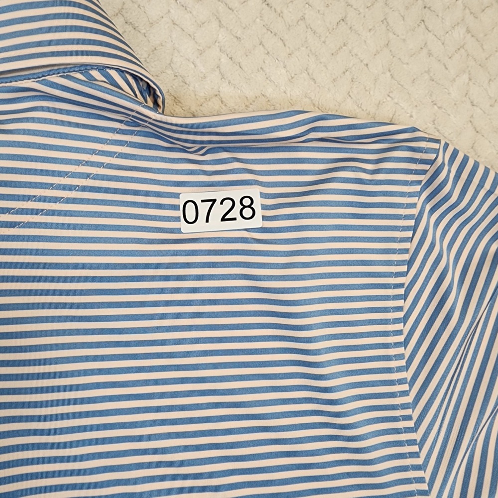 FootJoy FJ Striped Golf Polo Shirt Mens XL‎ Blue White Short Sleeve Performance - Picture 9 of 9